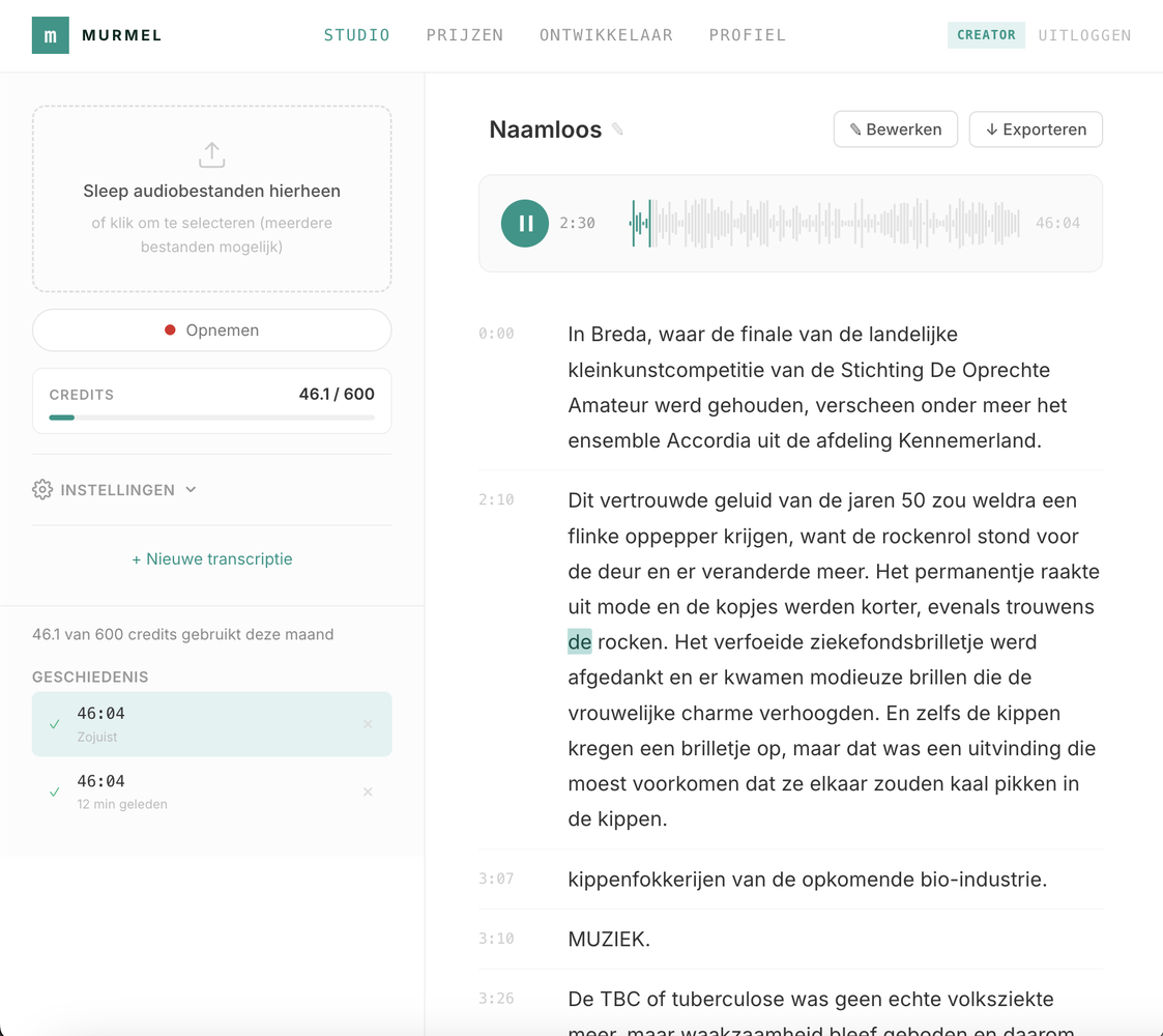 Murmel Studio Web Interface