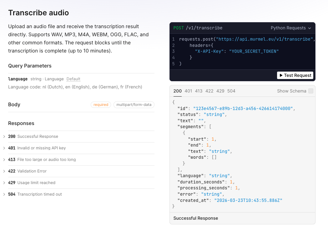 Murmel REST API Documentation
